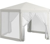 Outsunny Carpa cenador hexagonal 10 m² de estilo acogedor metal poliéster impermeabilizado Crema   Aosom España