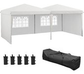 Outsunny Carpa de Jardín Plegable 6x3 m con Paredes Laterales y Bolsa de Transporte Carpa para Fiestas Eventos Exterior Blanco   Aosom España