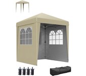 Outsunny Carpa plegable de jardín pop-up ajustable en altura protección UV 30+ 3 paneles laterales Beige   Aosom España