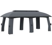 Outsunny Cenador de Jardín Gazebo Exterior con Doble Techo y Mosquiteras para Fiestas Eventos 3x6 m Gris Oscuro   Aosom España
