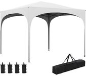 Outsunny Cenador de Jardín Plegable con Altura Ajustable Bolsa de Transporte Impermeable Anti-UV y Bolsas de Arena Blanco   Aosom España