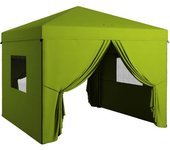 Outsunny Carpa Plegable 3x3 m con 4 Cortinas Laterales 2 Ventanas de Malla Altura Ajustable Impermeable y Anti-UV Verde   Aosom España