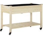 Outsunny Huerto Urbano Mesa de Cultivo 118x55x83 Elevado de Madera con Estante Tela Geotextil Ruedas con Frenos Portátil Color Natural   Aosom España