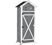 Outsunny Armario de jardín de madera, cobertizo resistente a la intemperie 78x52,5x182 cm, caseta de herramientas con puerta   Aosom España
