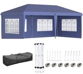 Outsunny Carpa Plegable 6x3 Cenador de Jardín con 4 Laterales Desmontables con 4 Ventanas Visibles y Bolsa de Transporte 6x3x2,7 m Azul   Aosom España