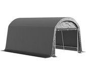 Outsunny /Cobertizo de jardín con Lona de Plástico, Carpa de Herramientas, Garaje Plegable, 300x450x230 cm, Gris Oscuro   Aosom España