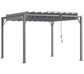 Outsunny Cenador de Jardín 3x3m con Lamas Giratorias 135° Protección UV 50+ Marco de Aluminio Resistente al Agua Gris   Aosom España