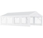 Outsunny Carpa de Jardín 8x4m Pergola Cenador Pabellón 4 Paneles Laterales 8 Ventanas para Fiesta Eventos Bodas Acero PE Blanco   Aosom España