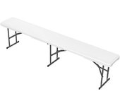 Outsunny Banco Exterior Plegable de 3 Plazas con Marco de Acero Carga 360 kg para Patio Terraza Balcón Camping 183x28x43cm Blanco   Aosom España