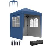 Outsunny Carpa de jardín plegable emergente con altura ajustable y protección UV 30+ 3 paredes laterales Azul oscuro   Aosom España