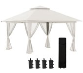Outsunny Carpa Plegable Pop-up con Altura Ajustable Protección UV50+ Doble Techo y Mosquiteras 3,92x3,92x2,83 m Crema   Aosom España