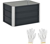 Outsunny Arriate Alto de Jardín de Acero Incluye Guantes Huerto Urbano Jardinera Macetero Rectangular para Cultivos Plantas Flores para Terraza Balcón