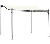Outsunny Pérgola de Jardín 3x3 m Cenador con Toldo y 8 Orificios de Drenaje para Terraza Metal y Poliéster 180 g/m² Resistente Crema   Aosom España