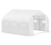 Outsunny Invernadero de Jardín 350x300x200cm Tipo Túnel con 6 Ventanas Puerta Enrollable para Cultivo de Plantas Mosquitera Blanco   Aosom España