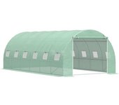 Outsunny Invernadero de Túnel con 12 Ventanas Puerta Invernadero de Huerto para Cultivos Plantas Verduras Flores Verde