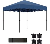 Outsunny Carpa Plegable 3x3m Cenador de Jardín con Protección UV Altura Ajustable y Bolsa con Ruedas para 6-9 Personas Azul Oscuro   Aosom España