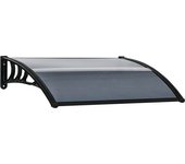Outsunny Marquesina de Protección contra Sol y Lluvia 100x75x23 cm con Cubierta de Policarbonato para Puertas y Ventanas Negro