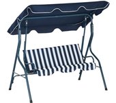 Outsunny Balancín de Jardín con Toldo Ajustable Impermeable Marco de Acero para Patio Balcón 170x110x153 cm Azul   Aosom España