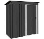Outsunny Cobertizo de Jardín Exterior 1,5 m² 163x89x182 cm Caseta Metálica con Puerta Corredera y Techo Inclinado Negro   Aosom España