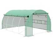 Outsunny Invernadero de Túnel 4x3x2 m con Puerta y 8 Ventanas de Malla Enrollables Invernadero de Huerto para Patio Jardín Verde