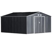 Outsunny Caseta Jardín Cobertizo de Exterior 340x386x200 cm 12,27 m² Caseta  de Acero para Almacenamiento con Puertas Correderas Gris   Aosom España