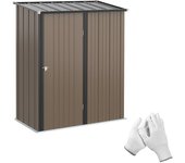 Outsunny Caseta de Jardín Metálica Cobertizo Exterior 1,34 m² 161,5x94,5x196 cm Acero Galvanizado Puerta Cerradura Marrón   Aosom España