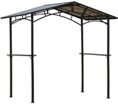 Outsunny Pérgola de Barbacoa 246x149x230 cm de Aluminio Gazebo Cenador con 2 Estantes para Jardín Patio Terraza Fiestas Protección Solar Negro   Aosom