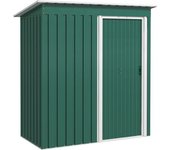 Outsunny Cobertizo de Jardín Exterior 1,16 m² 163x89x182 cm Caseta Metálica con Puerta Corredera y Techo Inclinado Verde