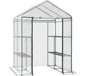 Outsunny Invernadero Transparente de Jardín Vivero Casero Plantas con 3 Pisos 143x143x195cm Marco Acero Jardinería Invernadero   Aosom España