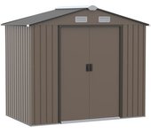 Outsunny Caseta de Jardín Exterior con Base 213x130x185 cm con 2 Puertas Correderas y 4 Ventanas Marrón   Aosom España