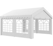 Outsunny Carpa de Jardín 4x4m Pergola Cenador Pabellón 4 Paneles Laterales 4 Ventanas para Fiesta Eventos Bodas Acero PE Blanco   Aosom España