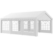 Outsunny Carpa de Jardín 6x4m Pergola Cenador Pabellón 4 Paneles Laterales 6 Ventanas para Fiesta Eventos Bodas Acero PE Blanco   Aosom España