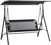 Outsunny Columpio de Jardín de 2 Plazas con Parasol Techo Ajustable en Ángulo Terraza Balcón Exterior Carga 200 kg 172x110x155 cm Negro   Aosom España