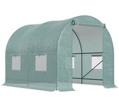 Outsunny Invernadero Caseta Invernadero de Túnel con Cubierta de PE 140 g/m² para Jardín Terraza 245x200x198 cm Verde   Aosom España