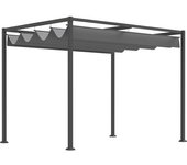Outsunny Pérgola 3x2 m Cenador de Jardín con Techo Retráctil de Poliéster con Recubrimiento Resistente para Celebraciones Fiestas Gris   Aosom España