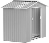 Outsunny Cobertizo Metálico Caseta de Jardín 213x130x185 cm con Puertas Correderas y Claraboya para Almacenamiento Gris Plata   Aosom España