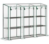 Outsunny Invernadero de Exterior con Estantes de 3 Niveles Puertas con Cremallera y Marco de Acero 215x46x151 cm Transparente