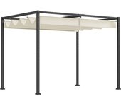 Outsunny Pérgola de Jardín 3x2m Cenador con Techo Retráctil de Poliéster Recubrimiento Resistente para Celebraciones Fiestas Crema   Aosom España