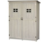 Outsunny Caseta de Jardín Cobertizo de Madera Armario Herramientas de Jardinería con Estantes y Techo Asfáltico 127,5x50x164 cm Gris   Aosom España