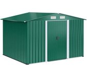 Outsunny Cobertizo de Jardín 258x206x178 cm 5,3m² Caseta de Acero con Puertas Correderas y Ventilaciones para Almacenamiento Verde   Aosom España