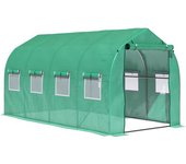 Outsunny Invernadero de Túnel 4x2x2 m con 8 Ventanas de Malla y Puerta Invernadero de Huerto para Patio Jardín Verde