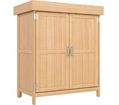 Outsunny Caseta de Jardín 74x43x88 cm Cobertizo de Madera Exterior para Almacenamiento de Herramientas Leñas con 2 Puertas   Aosom España