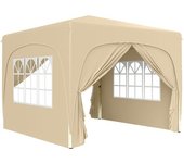Outsunny Cenador Plegable Carpas para Eventos 3x3 m Gazabo con Paneles Laterales UPF50+ Altura Ajustable y Bolsa de Transporte Arena   Aosom España