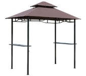 Outsunny Pabellón de Jardín 245x148 cm Cenador con Doble Techo Protección Solar 2 Estantes Laterales con Abrebotellas para Barbacoa Fiesta Eventos
