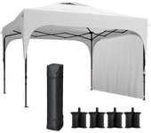 Outsunny Carpa Plegable 3x3 m Altura Ajustable con Lateral Desmontable Techo de Ventilación y Bolsa de Transporte Blanco   Aosom España