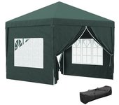 Outsunny Carpa Plegable 3x3 m con 4 Paredes Cenador de Jardín con 2 Ventanas Visibles 2 Puertas con Cremallera Verde   Aosom España