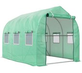 Outsunny Invernadero de Túnel 3x2x2 m con 6 Ventanas de Malla y Puerta Invernadero de Huerto para Patio Jardín Verde