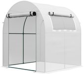 Outsunny Invernadero de Jardín de Túnel Pequeño con Puerta Enrollable y Ventana de Malla 180x180x200 cm Blanco   Aosom España