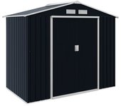 Outsunny Caseta de Jardín 213x130x185 cm Cobertizo Metálico de Exterior para Almacenamiento de Herramientas Gris Oscuro   Aosom España