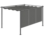 Outsunny Pérgola de Pared o Independiente 4x3 m Cenador con Techo Retráctil Laterales Enrollables Protección UV30+ Gris